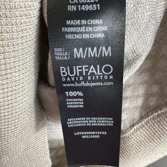 Buffalo David Bitton Men’s Knit Polo Shirt Size M NWT Beige Textured Pattern - Picture 9 of 10